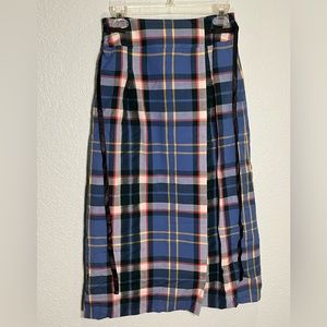 YORKLAND VTG 90’s Japanese Light Blue Tartan Plaid Wrap Skirt Size XS/S